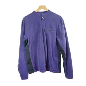 North Face Collarless 1/4 Zip Women's Large Purple/Black Fleece Pullover